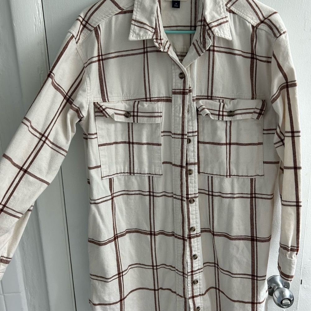 Universal Thread Cream and Brown Button Down Shirt